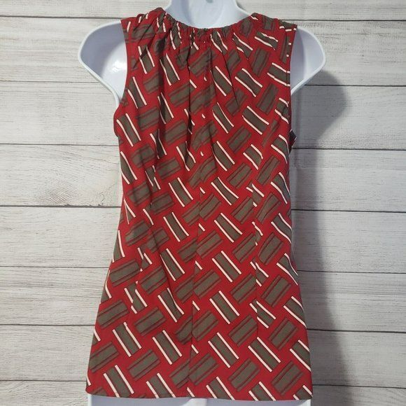 Y2k 90s Banana Republic Xs Sleeveless Red Khaki Green top - Picture 6 of 9